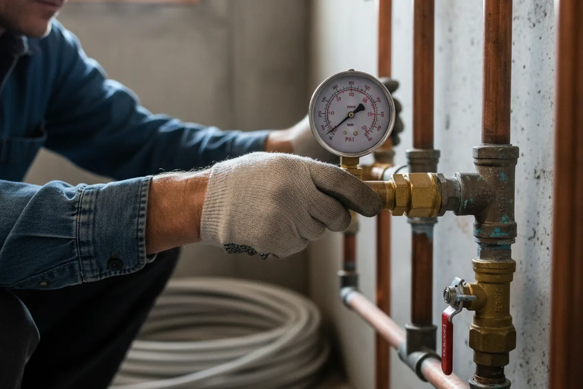 Pressure testing a repaired line during Water Line Repair in Antelope